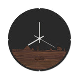 Skyline Klok Rond Cairo Noten houten cadeau decoratie relatiegeschenk van WoodWideCities