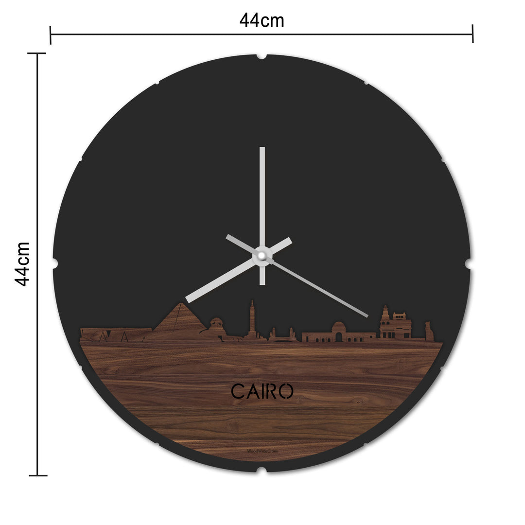 Skyline Klok Rond Cairo Palissander houten cadeau decoratie relatiegeschenk van WoodWideCities