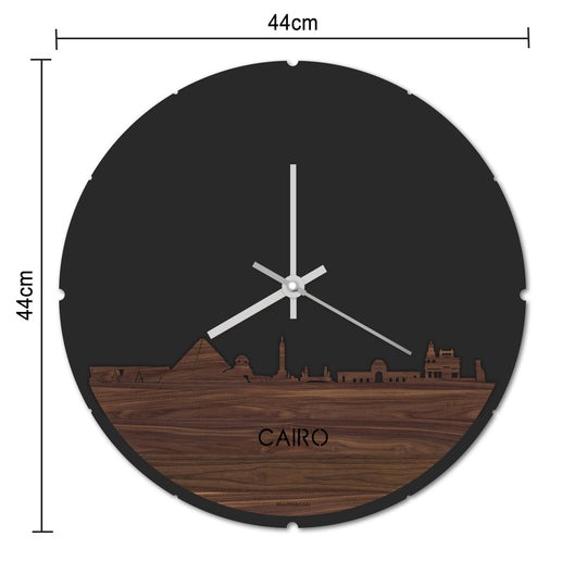 Skyline Klok Rond Cairo Palissander houten cadeau decoratie relatiegeschenk van WoodWideCities