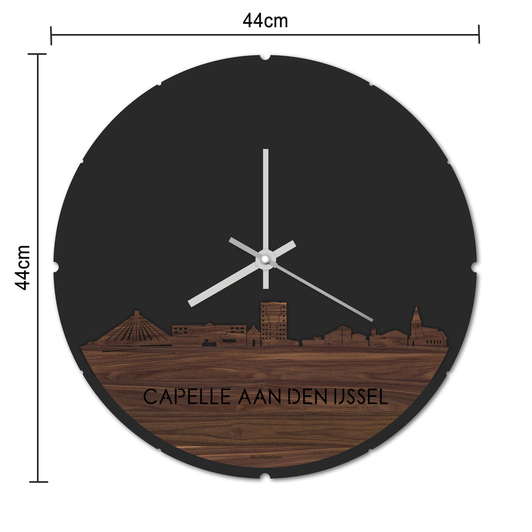 Skyline Klok Rond Capelle aan den IJssel Metallic Goud gerecycled kunststof cadeau decoratie relatiegeschenk van WoodWideCities