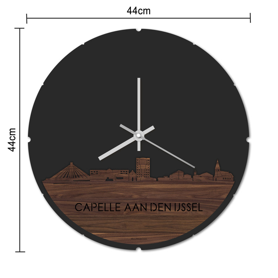 Skyline Klok Rond Capelle aan den IJssel Wit glanzend gerecycled kunststof cadeau decoratie relatiegeschenk van WoodWideCities