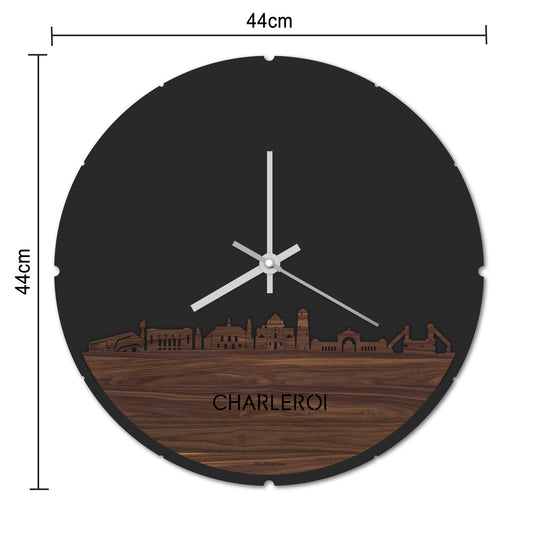 Skyline Klok Rond Charleroi Bamboe houten cadeau decoratie relatiegeschenk van WoodWideCities