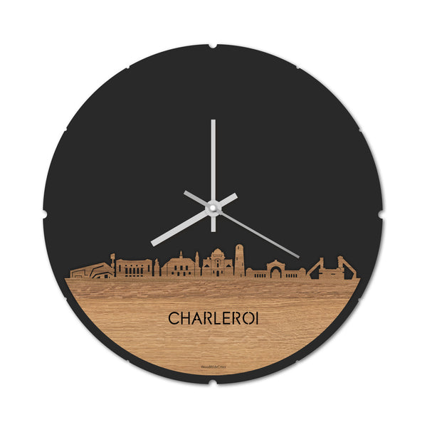 Skyline Klok Charleroi Eiken houten cadeau decoratie relatiegeschenk van WoodWideCities