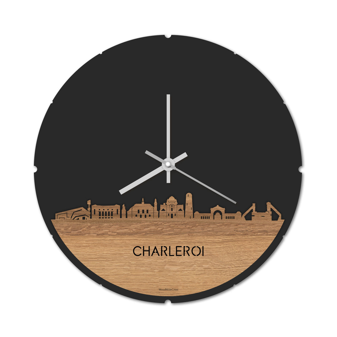 Skyline Klok Charleroi Eiken houten cadeau decoratie relatiegeschenk van WoodWideCities