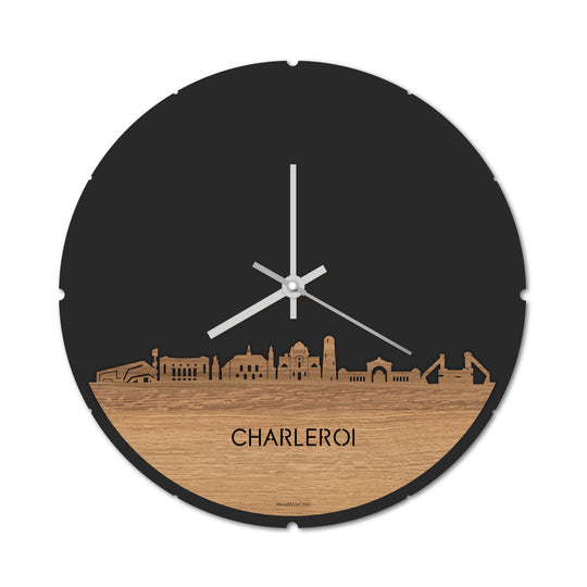 Skyline Klok Charleroi Eiken houten cadeau decoratie relatiegeschenk van WoodWideCities