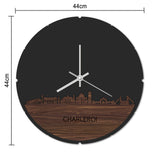 Skyline Klok Rond Charleroi Palissander houten cadeau decoratie relatiegeschenk van WoodWideCities