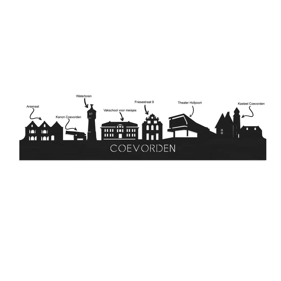 Skyline Klok Rond Coevorden Palissander houten cadeau decoratie relatiegeschenk van WoodWideCities