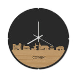 Skyline Klok Rond Cothen Bamboe houten cadeau decoratie relatiegeschenk van WoodWideCities