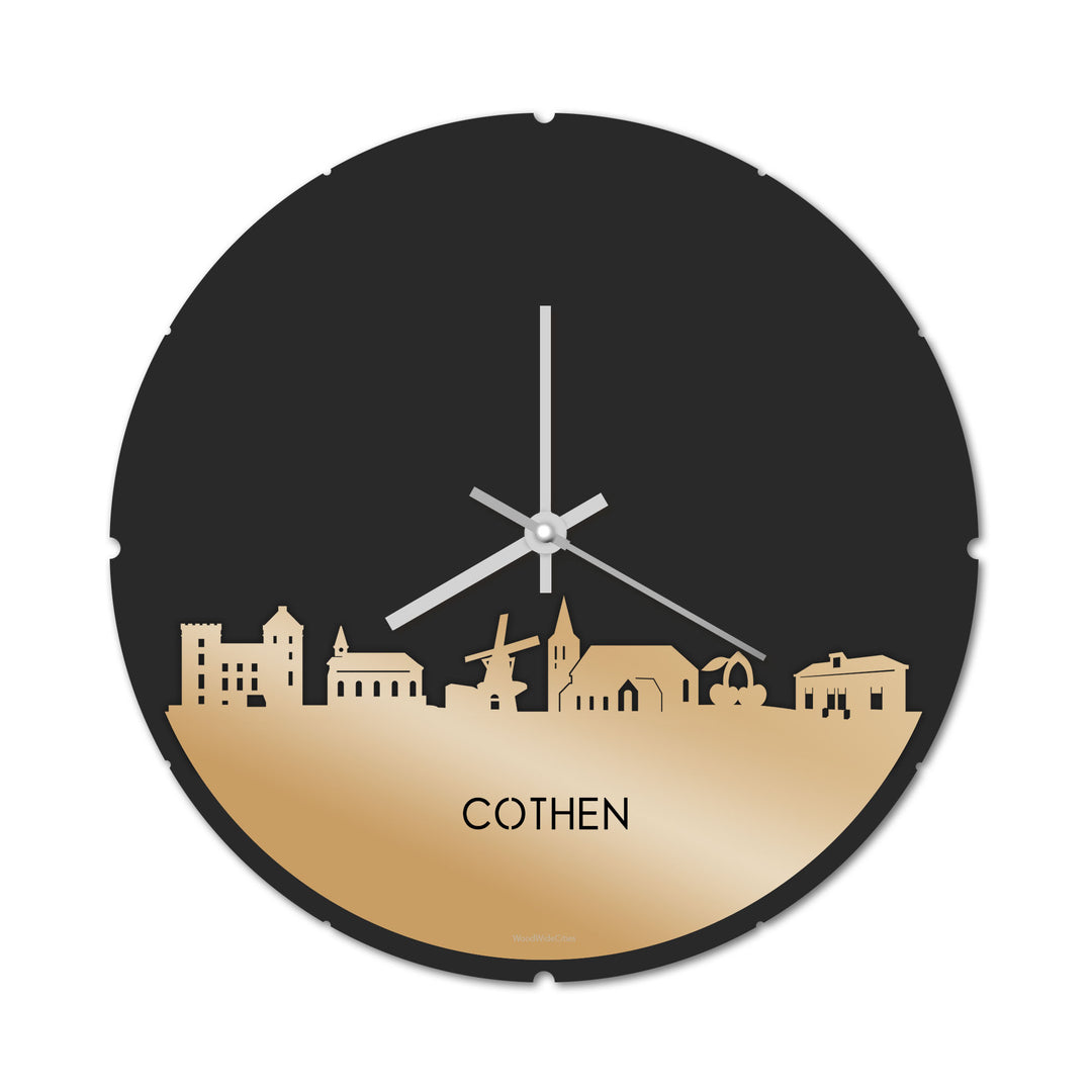 Skyline Klok Rond Cothen Metallic Goud gerecycled kunststof cadeau decoratie relatiegeschenk van WoodWideCities