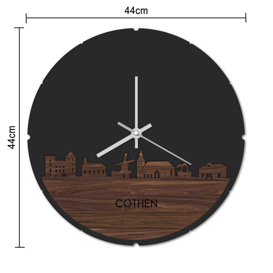 Skyline Klok Rond Cothen Noten houten cadeau decoratie relatiegeschenk van WoodWideCities