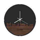 Skyline Klok Rond Cothen Noten houten cadeau decoratie relatiegeschenk van WoodWideCities