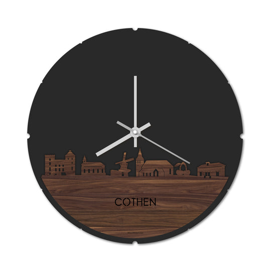 Skyline Klok Rond Cothen Noten houten cadeau decoratie relatiegeschenk van WoodWideCities