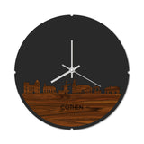 Skyline Klok Rond Cothen Palissander houten cadeau decoratie relatiegeschenk van WoodWideCities