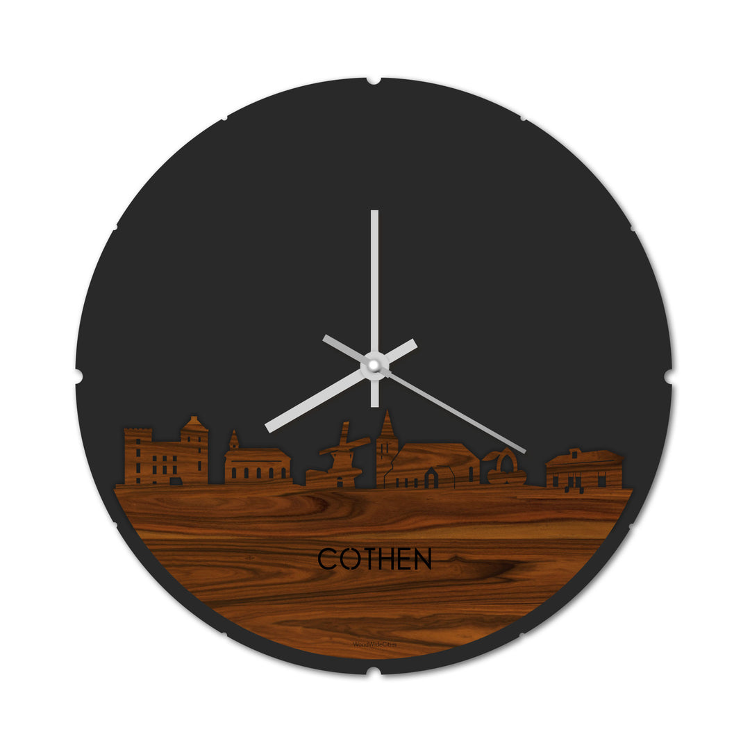 Skyline Klok Rond Cothen Palissander houten cadeau decoratie relatiegeschenk van WoodWideCities
