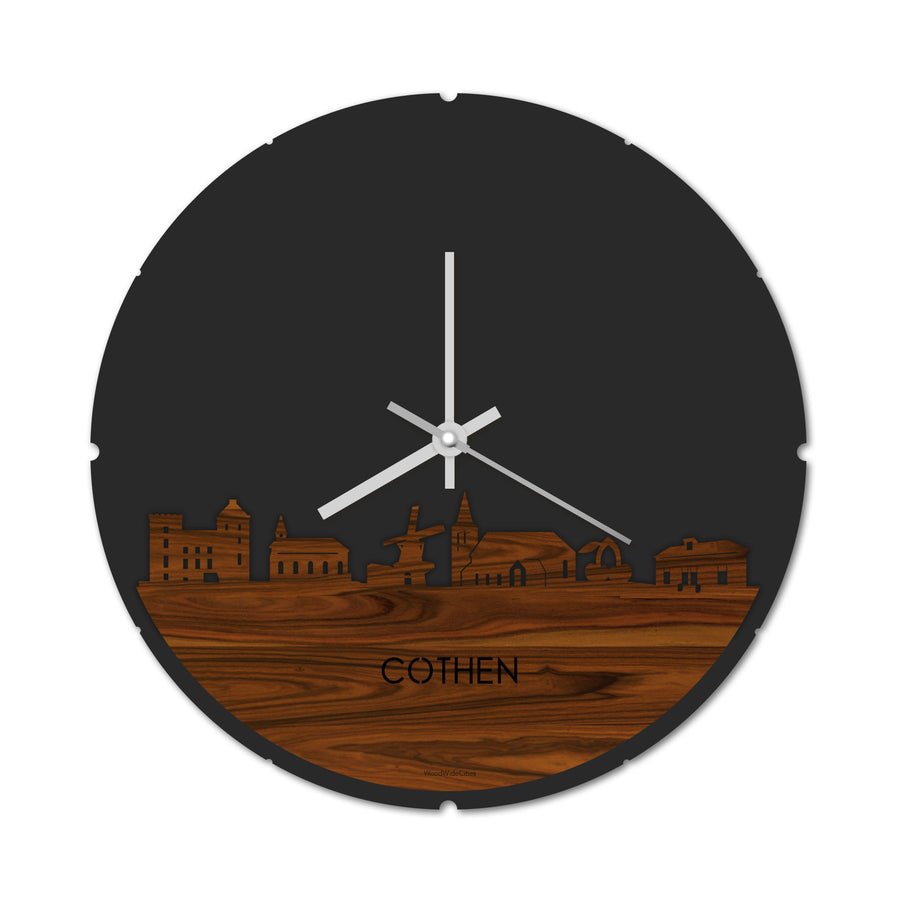 Skyline Klok Rond Cothen Palissander houten cadeau decoratie relatiegeschenk van WoodWideCities