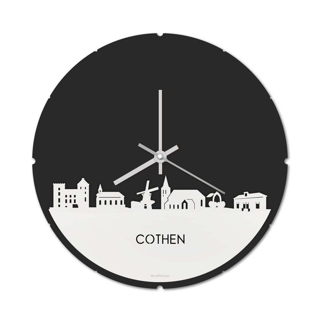 Skyline Klok Rond Cothen Wit glanzend gerecycled kunststof cadeau decoratie relatiegeschenk van WoodWideCities