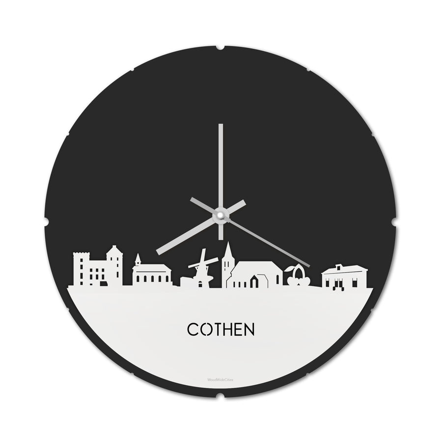 Skyline Klok Rond Cothen Wit glanzend gerecycled kunststof cadeau decoratie relatiegeschenk van WoodWideCities