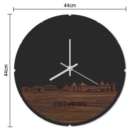 Skyline Klok Rond Culemborg Eiken houten cadeau decoratie relatiegeschenk van WoodWideCities