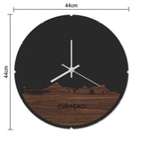 Skyline Klok Rond Curaçao Noten houten cadeau decoratie relatiegeschenk van WoodWideCities