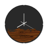 Skyline Klok Rond Curaçao Palissander houten cadeau decoratie relatiegeschenk van WoodWideCities