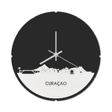 Skyline Klok Rond Curaçao Wit glanzend gerecycled kunststof cadeau decoratie relatiegeschenk van WoodWideCities