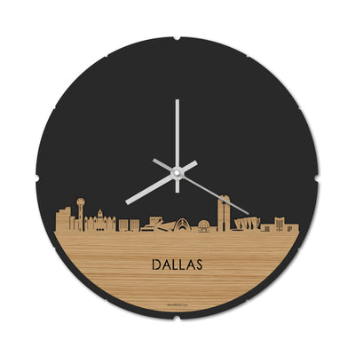 Skyline Clock Round Dallas Bamboo