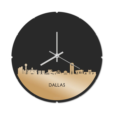 Skyline Clock Round Dallas Gold Metallic