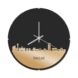 Skyline Klok Rond Dallas Metallic Goud gerecycled kunststof cadeau decoratie relatiegeschenk van WoodWideCities