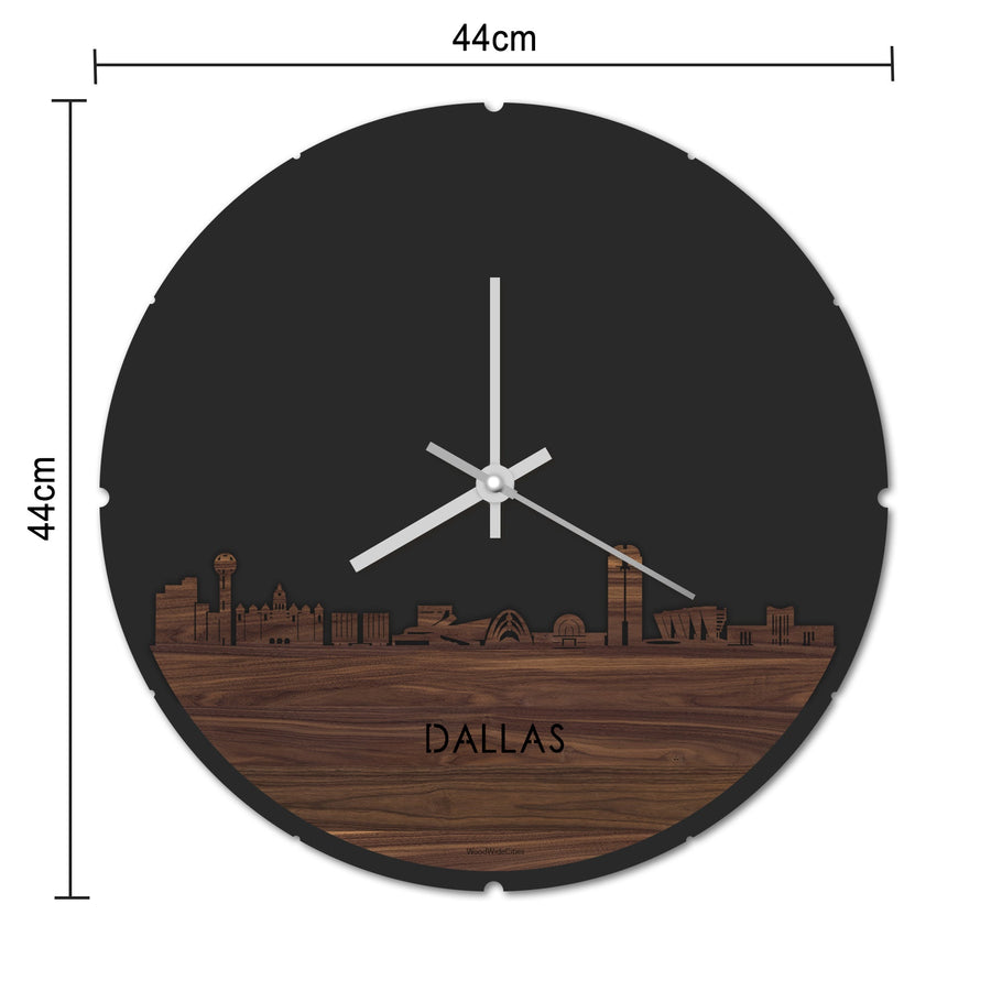 Skyline Klok Rond Dallas Wit glanzend gerecycled kunststof cadeau decoratie relatiegeschenk van WoodWideCities