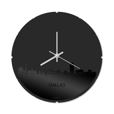 Skyline Clock Round Dallas Black Glossy