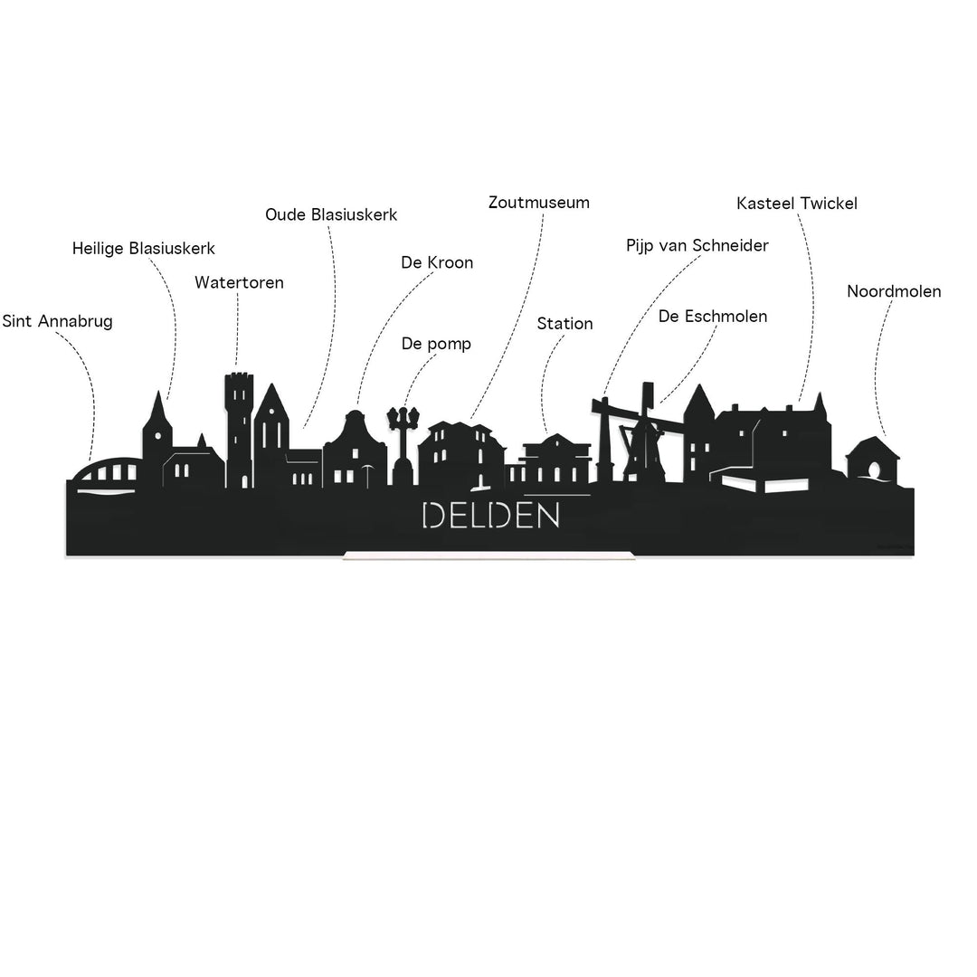 Skyline Klok Rond Delden Bamboe houten cadeau decoratie relatiegeschenk van WoodWideCities