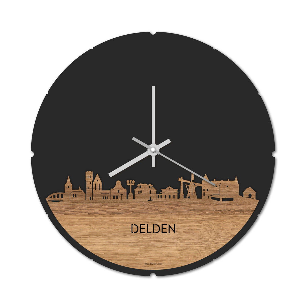 Skyline Klok Delden Eiken houten cadeau decoratie relatiegeschenk van WoodWideCities