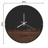 Skyline Klok Rond Delfzijl Bamboe houten cadeau decoratie relatiegeschenk van WoodWideCities