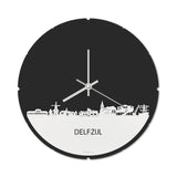 Skyline Klok Rond Delfzijl Wit Glanzend