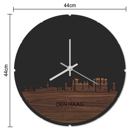 Skyline Klok Rond Den Haag Bamboe houten cadeau decoratie relatiegeschenk van WoodWideCities