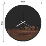 Skyline Klok Rond Den Haag Eiken houten cadeau decoratie relatiegeschenk van WoodWideCities