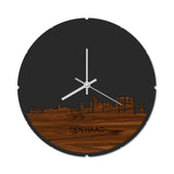 Skyline Klok Rond Den Haag Palissander houten cadeau decoratie relatiegeschenk van WoodWideCities