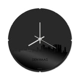 Skyline Klok Rond Den Haag Zwart Glanzend