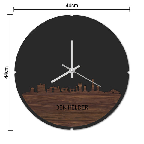 Skyline Klok Rond Den Helder Bamboe houten cadeau decoratie relatiegeschenk van WoodWideCities