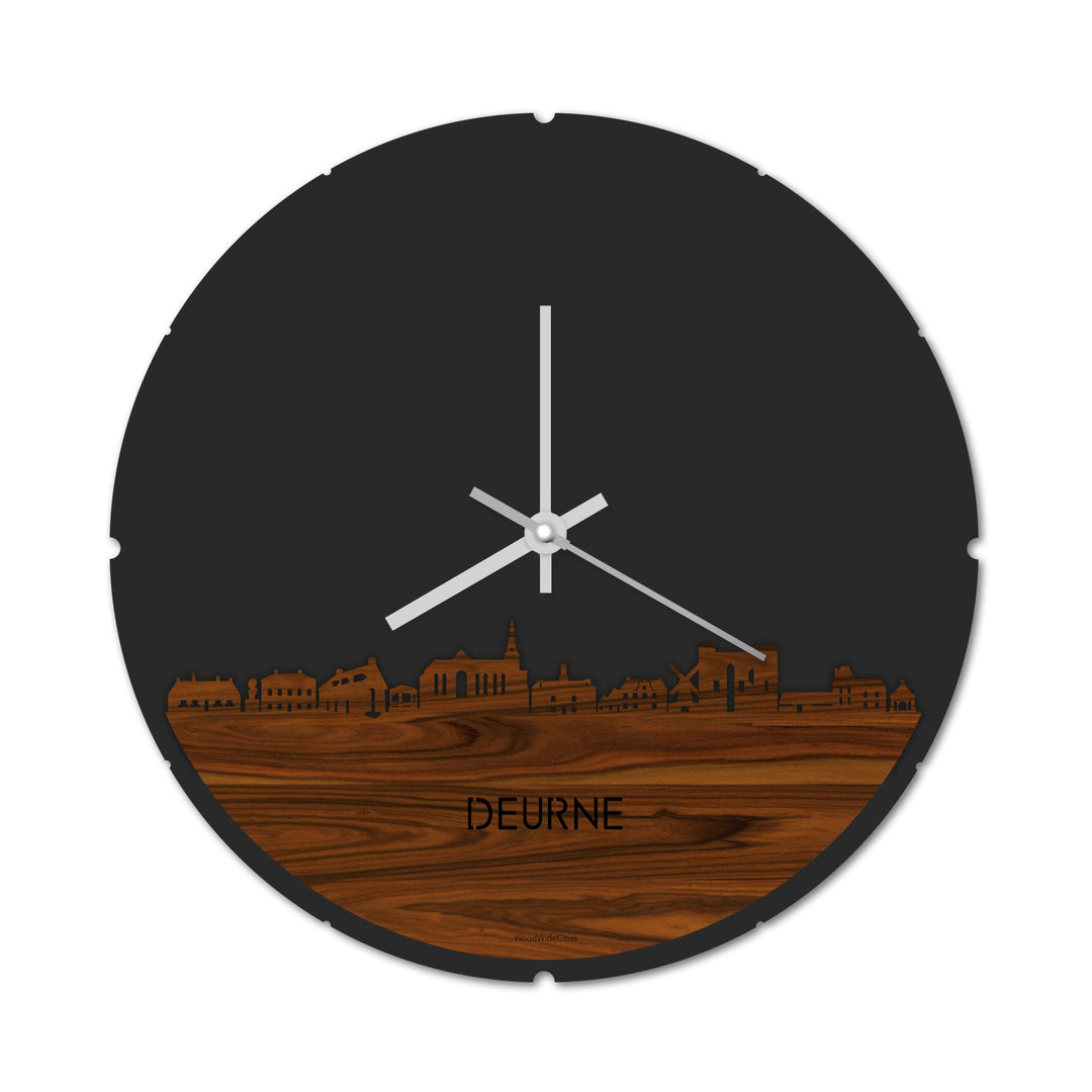 Skyline Klok Rond Deurne Palissander houten cadeau decoratie relatiegeschenk van WoodWideCities