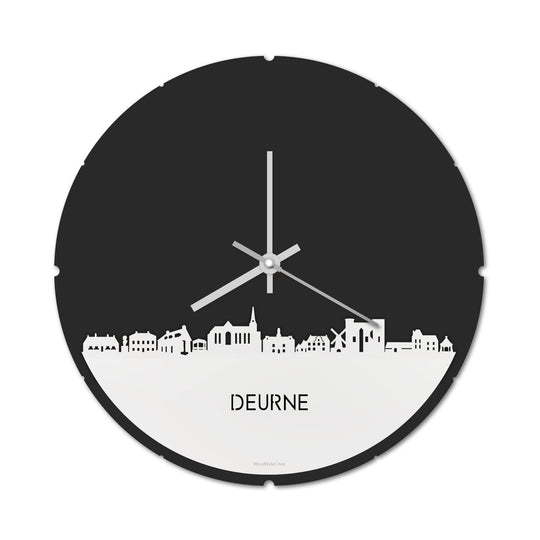 Skyline Klok Rond Deurne Wit glanzend gerecycled kunststof cadeau decoratie relatiegeschenk van WoodWideCities