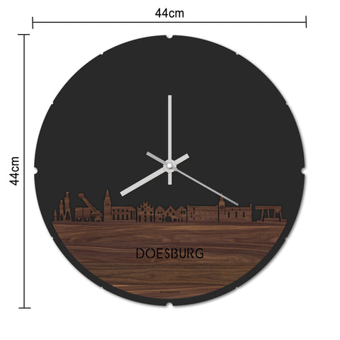 Skyline Klok Rond Doesburg Palissander houten cadeau decoratie relatiegeschenk van WoodWideCities