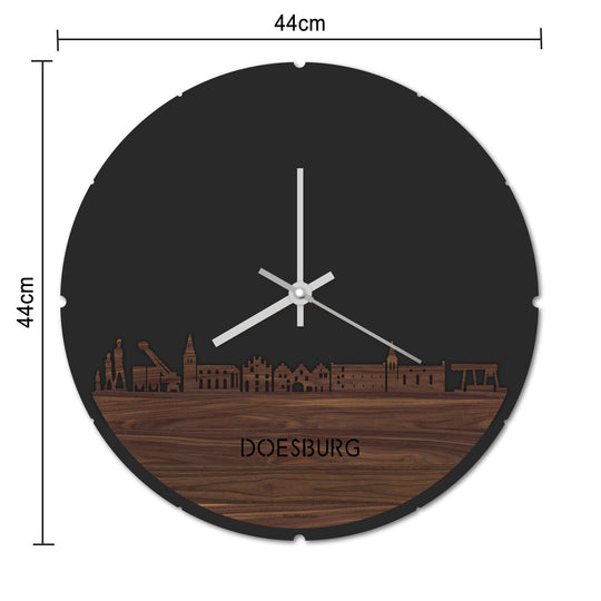Skyline Klok Rond Doesburg Palissander houten cadeau decoratie relatiegeschenk van WoodWideCities