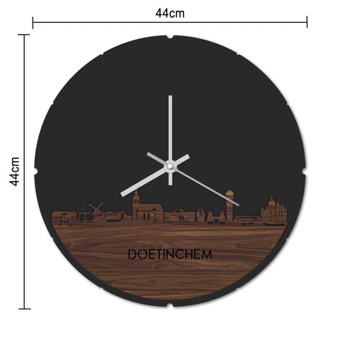 Skyline Klok Rond Doetinchem Noten houten cadeau decoratie relatiegeschenk van WoodWideCities