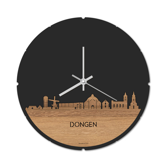 Skyline Klok Dongen Eiken houten cadeau decoratie relatiegeschenk van WoodWideCities