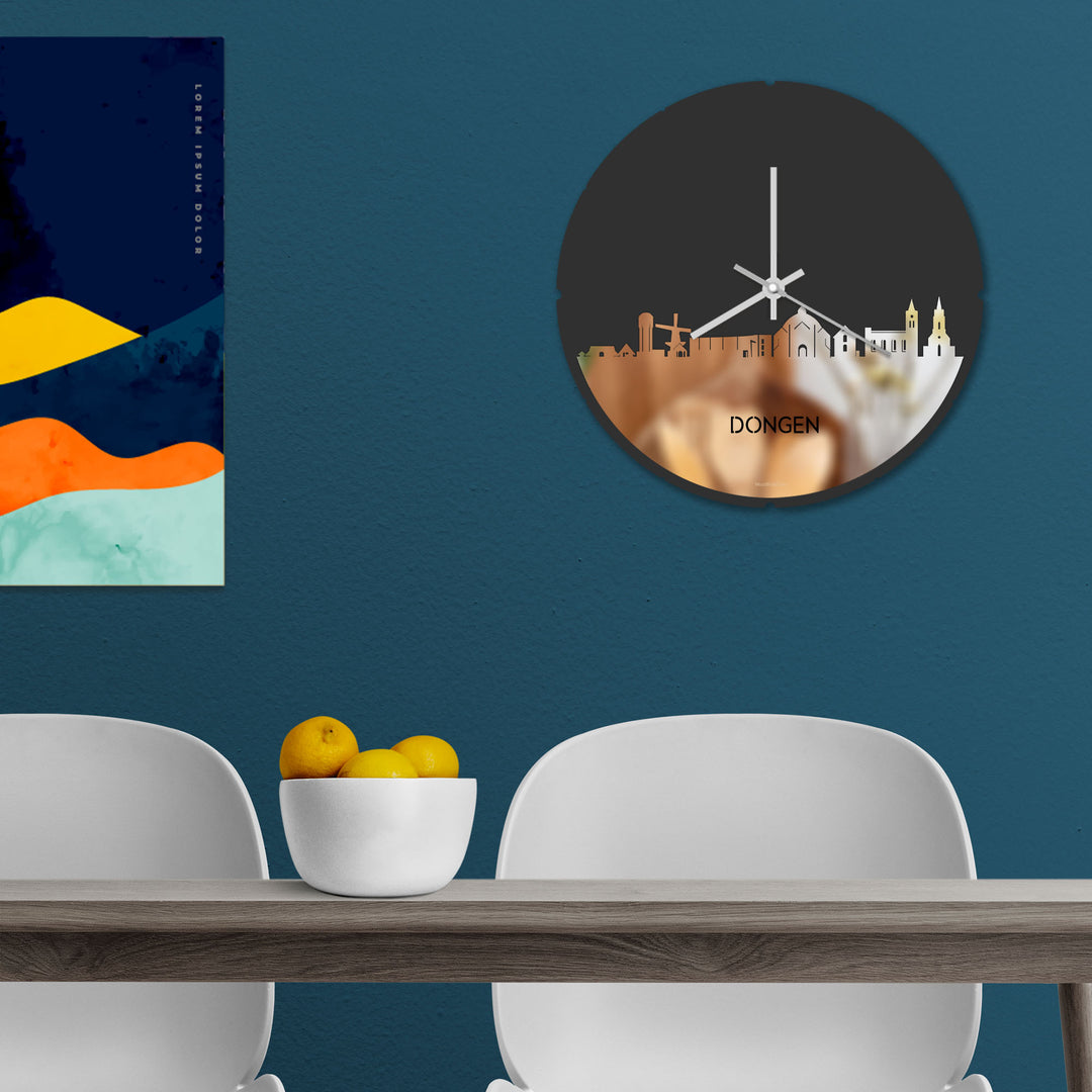 Skyline Klok Rond Dongen Spiegel gerecycled kunststof cadeau decoratie relatiegeschenk van WoodWideCities