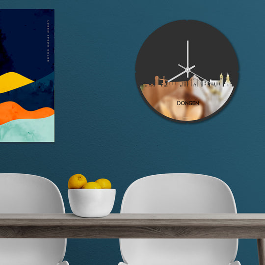 Skyline Klok Rond Dongen Spiegel gerecycled kunststof cadeau decoratie relatiegeschenk van WoodWideCities