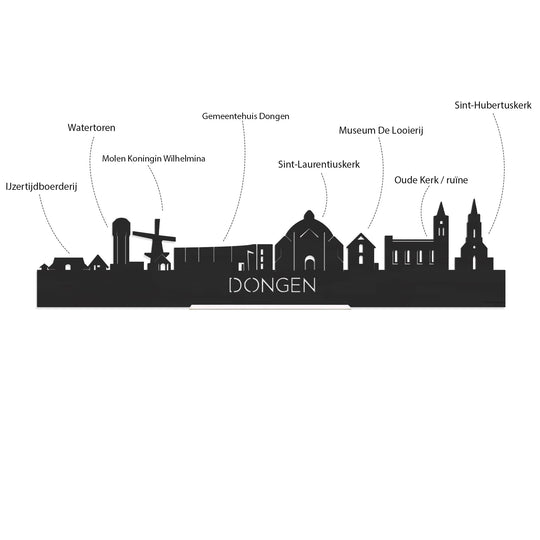 Skyline Klok Rond Dongen Wit glanzend gerecycled kunststof cadeau decoratie relatiegeschenk van WoodWideCities