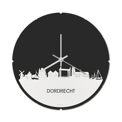 Skyline Clock Round Dordrecht White Glossy