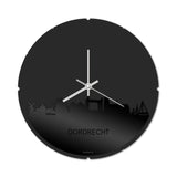 Skyline Klok Rond Dordrecht Zwart Glanzend